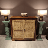 Indian Hand Carved Solid Hard Wood Cabinet D14